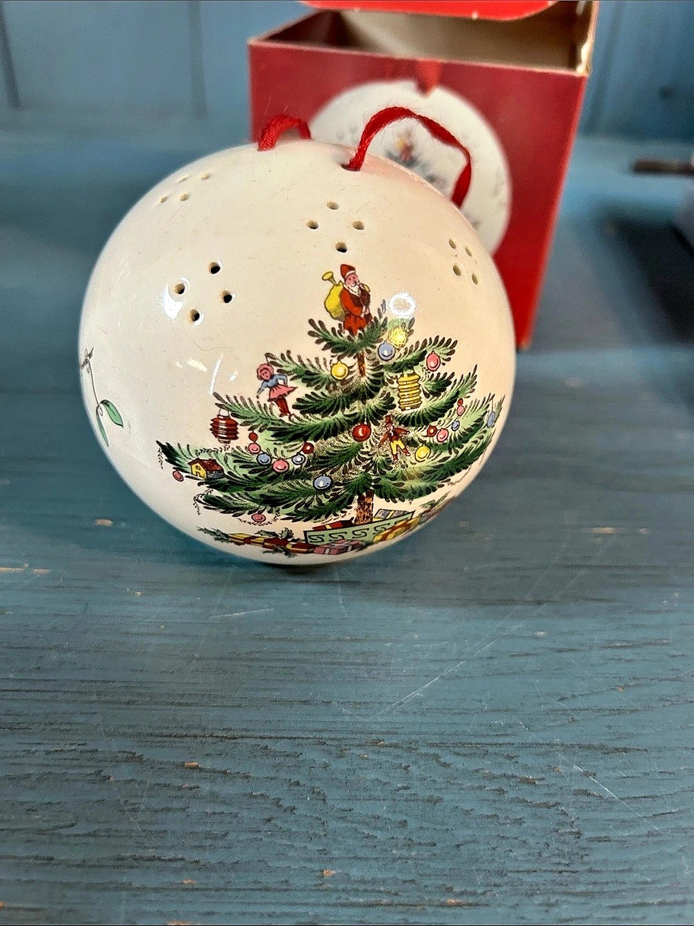 Spode Christmas Tree Pine Scented Pomander Ceramic Holiday Ornament